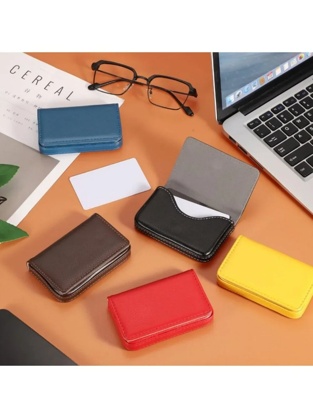 Stylish PU Leather Business Card Holder Case with Magnetic Closure for Men